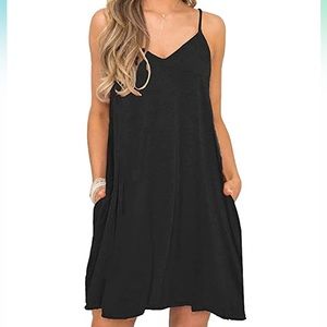 MISFAY Women's Summer Spaghetti Strap Casual Swing Tank Beach Cover Up Dress